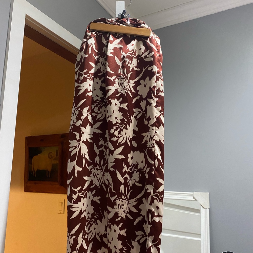 Zara Red and White Maxi Pencil Skirt for Cocktail